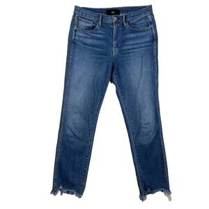3x1 NYC Denim Shredded Crop Raw Hem Regular Fit Dark Wash Jeans Size 27